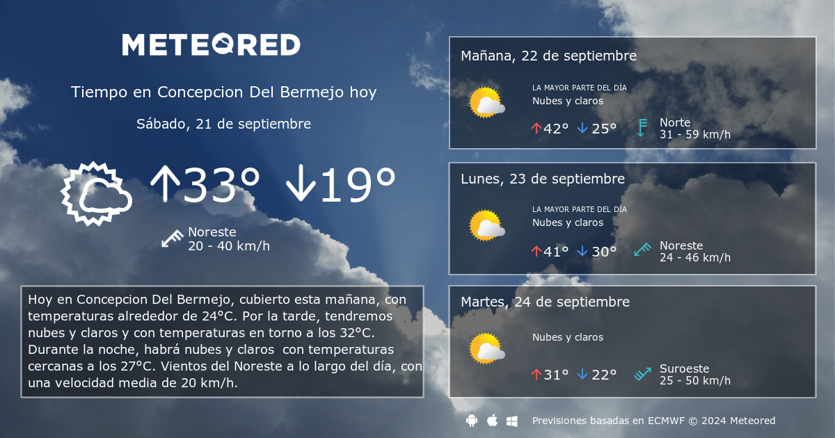 Tiempo en Concepcion Del Bermejo. Clima a 14 d as Meteored